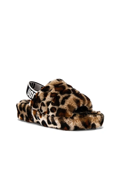 Ugg Fluff Yeah Leopard-print Sheepskin Slingback Slippers In Amphora/multi  | ModeSens