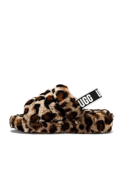 Ugg Fluff Yeah Leopard-print Sheepskin Slingback Slippers In Amphora/multi  | ModeSens