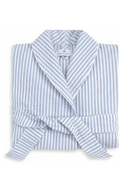 Matouk Matteo Stripe Robe In Azure
