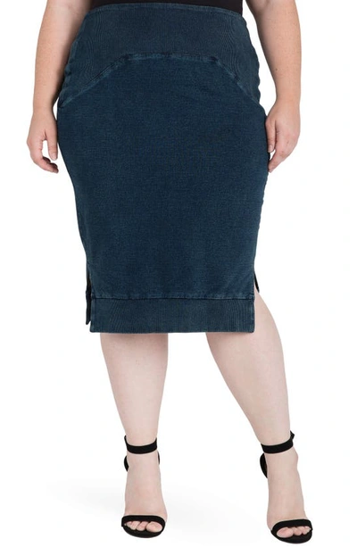 Shop Standards & Practices Kelly Side Slit Knit Pencil Skirt In 2243eclipse