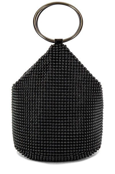 Olga Berg Bianca Ball Mesh Handle Bag In Black