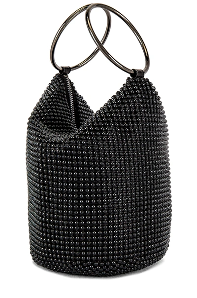 Olga Berg Bianca Ball Mesh Handle Bag In Black