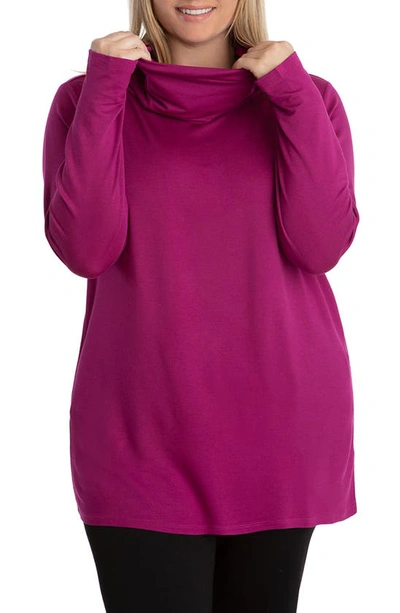 Shop Adyson Parker Cowl Neck Long Sleeve Top With Convertible Collar In True Magenta