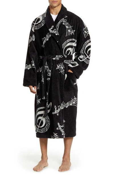 Shop Majestic Terry Velour Robe In Black
