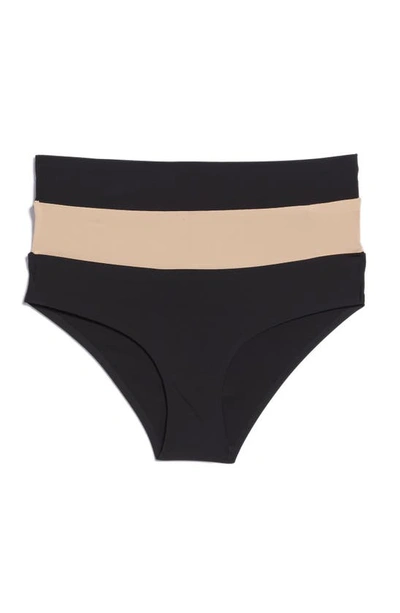 Shop Honeydew Intimates Skinz 3-pack Hipster Panties In Black/ Nude