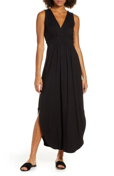 Shop Fraiche By J V-neck Jersey Dress In Black