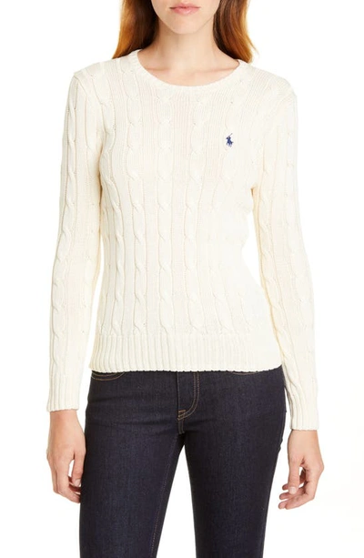 Shop Polo Ralph Lauren Cable Knit Sweater In Cream