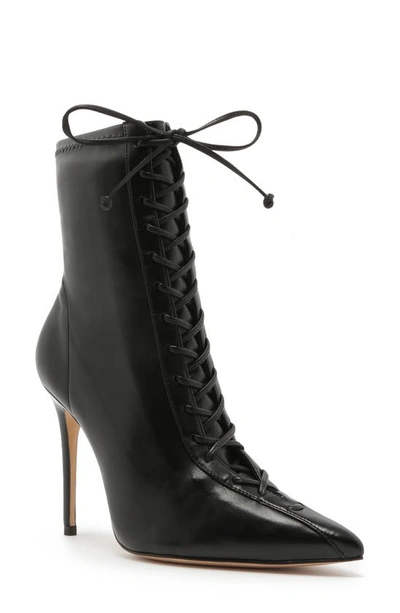 Shop Schutz Tennie Pointed Toe Lace-up Boot In Black Leather
