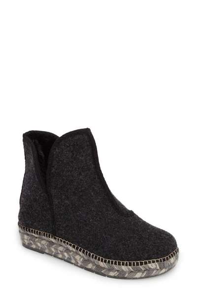 Shop Toni Pons Espadrille Platform Bootie With Faux Fur Lining In Black Felt