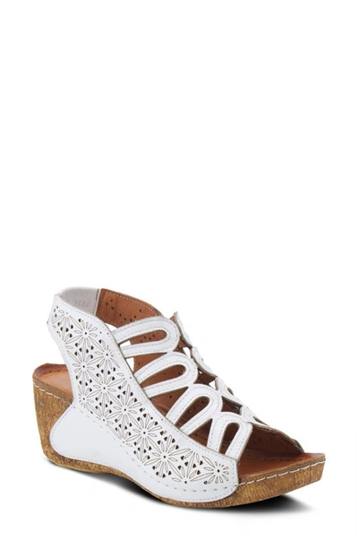 Shop Spring Step Inocencia Wedge Sandal In White Leather
