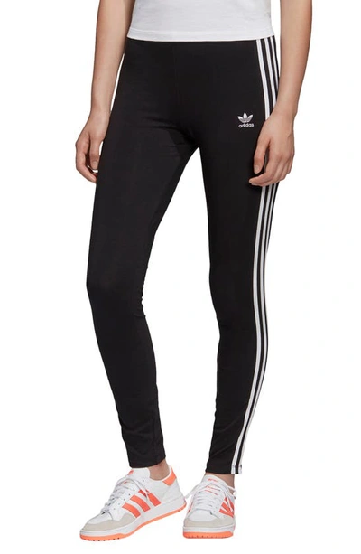 Shop Adidas Originals 3-stripes Tights In Black/ White