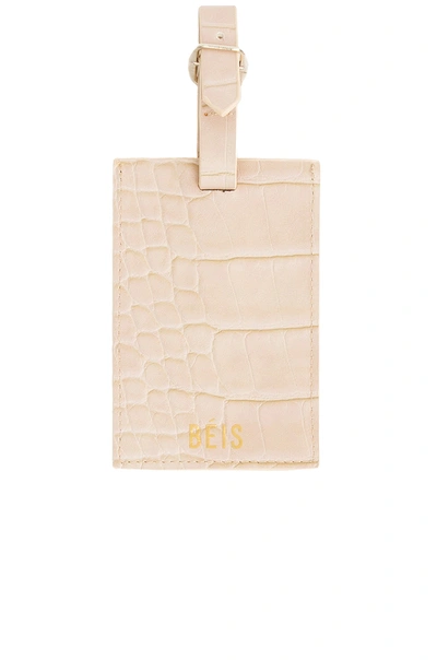 Shop Beis Passport And Luggage Tag Set In Beige Croc