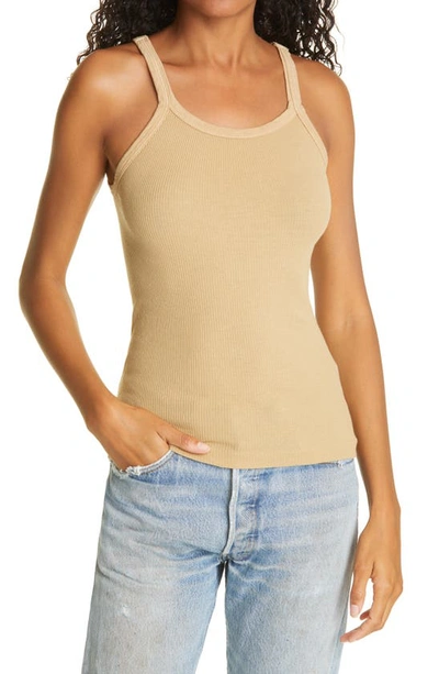 Shop Re/done Ribbed Tank Top In Sand