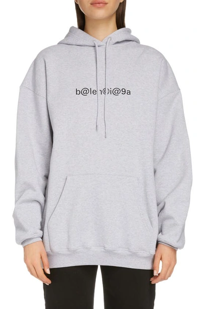 Shop Balenciaga Symbolic Logo Oversize Cotton Hoodie In 1167-heather Grey/ Black