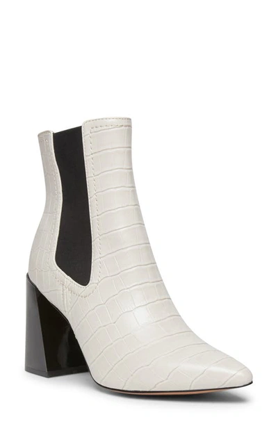Steven New York Nico Flared-heel Chelsea Booties In Bone Faux Patent