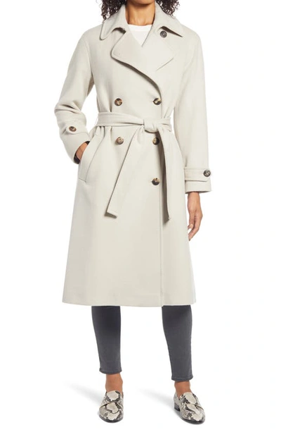 Shop Fleurette Wool Double Breasted Trench Coat In Shale