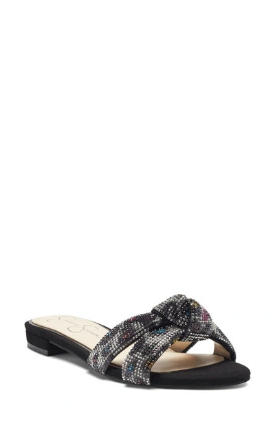 Shop Jessica Simpson Alisen Crystal Embellished Slide Sandal In Black/ Rainbow