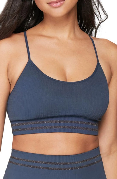 Spiritual Gangster Wide Rib Scoop Bra Lurex In Slate