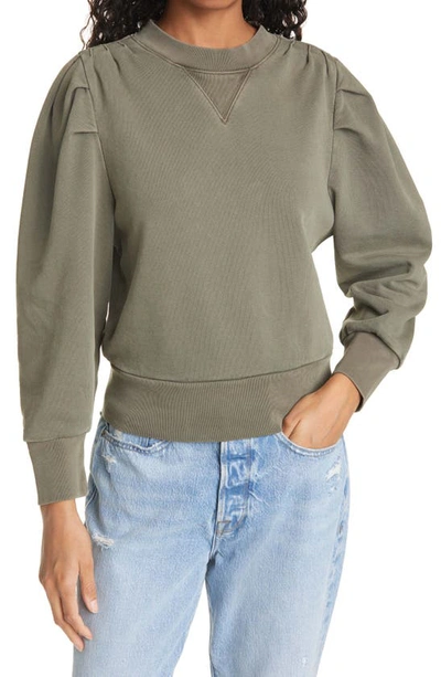 Shop Frame Shirred Shoulder Sweatshirt In Washed Military