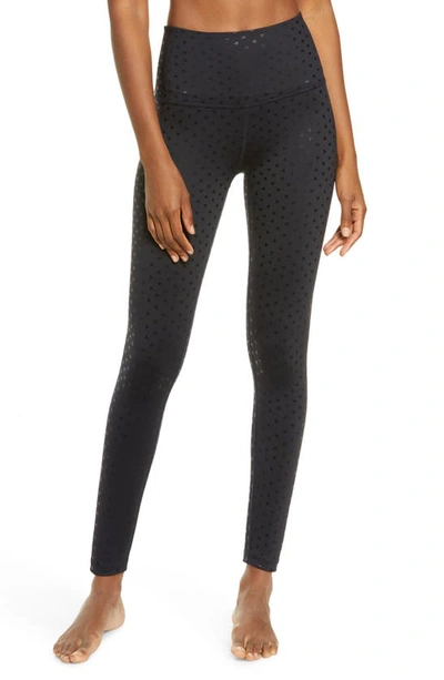 Beyond Yoga Snake Print High Waist Midi Leggings In Black-shiny Black Hearts