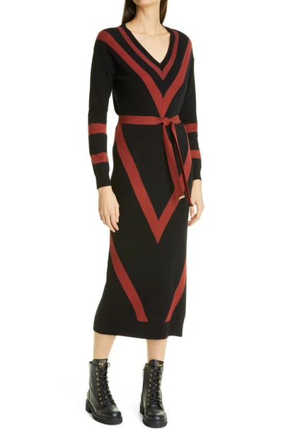 Ted Baker Bertta Long Sleeve Wool Blend Midi Sweater Dress In Black |  ModeSens