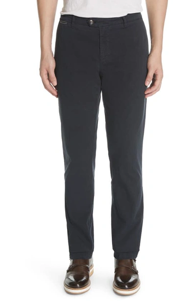 Shop Eleventy Slim Fit Chino Pants In Navy
