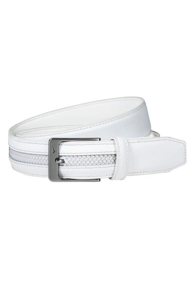 Shop Nike G-flex Woven Leather Belt In White