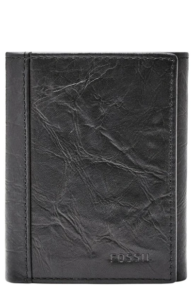 Shop Fossil Neel Leather Wallet In Black