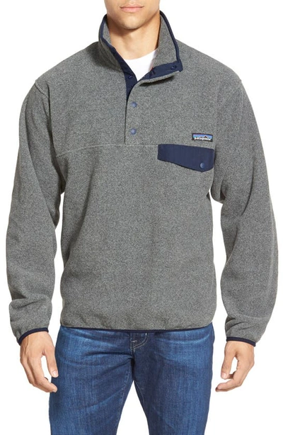 Shop Patagonia Synchilla® Snap-t® Fleece Pullover In Nickel/ Navy Blue