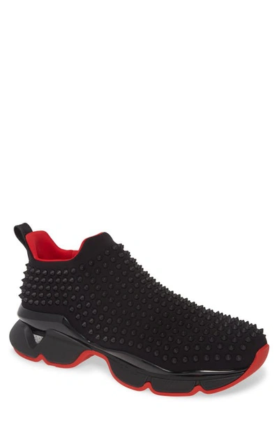 Shop Christian Louboutin Spike-sock 30 Slip-on In Black/black Mat