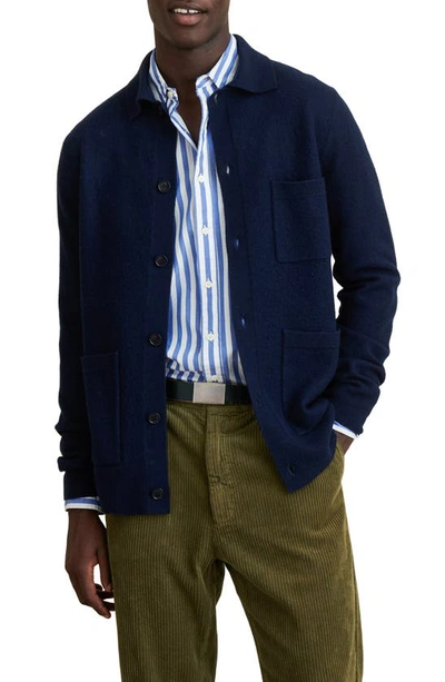 Shop Alex Mill Boiled Wool Work Sweater Jacket In Navy