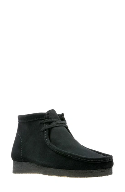 Shop Clarksr Wallabee Chukka Boot In Black Suede