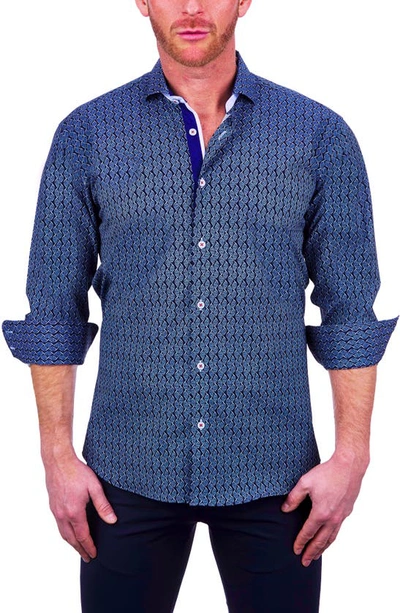 Shop Maceoo Einstein Intermi Stretch Button-up Shirt In Blue