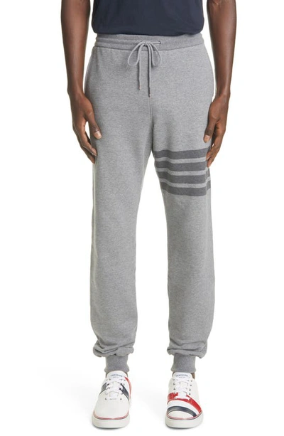 Shop Thom Browne Tonal 4-bar Cotton Joggers In Med Grey