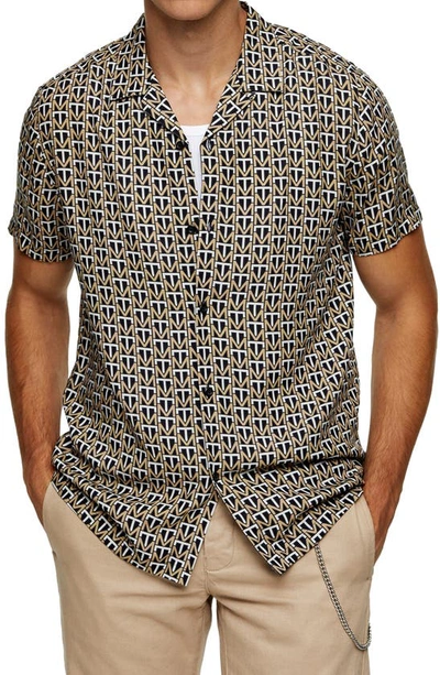 Topman shirt with monogram print in gold