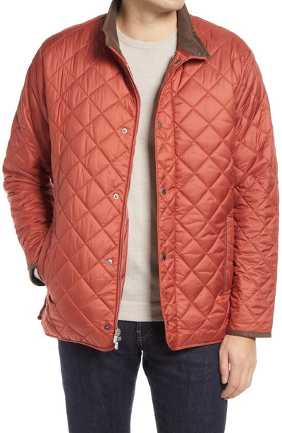 Shop Peter Millar Suffolk Quilted Water-resistant Car Coat In Burnt Orange