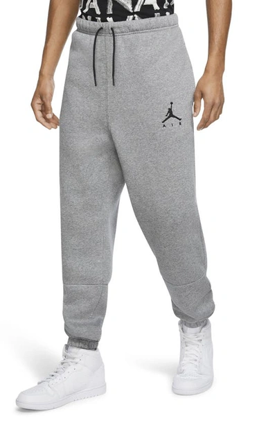 Shop Jordan Jumpman Air Fleece Sweatpants In Carbon Heather/ Black