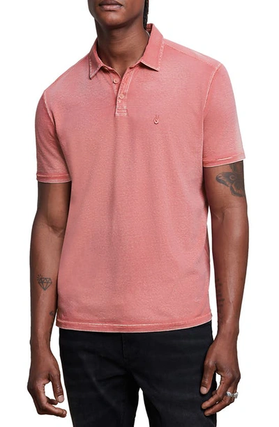 Shop John Varvatos Knoxville Peace Pigment Cotton Polo In Antique Pink