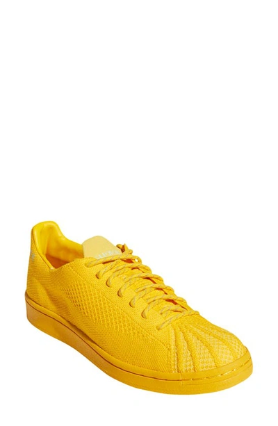 Shop Adidas Originals X Pharrell Williams Superstar Woven Sneaker In Gold/ Cardboard/ Aqua