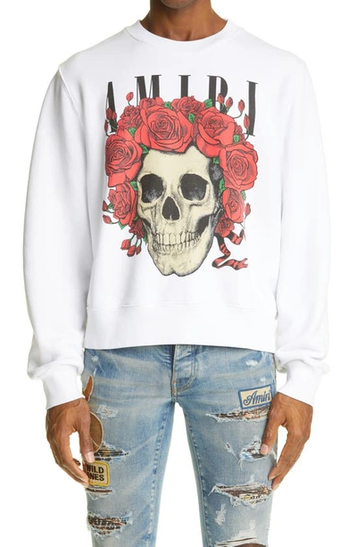 Shop Amiri Grateful Dead Skull & Roses Graphic Sweatshirt In White