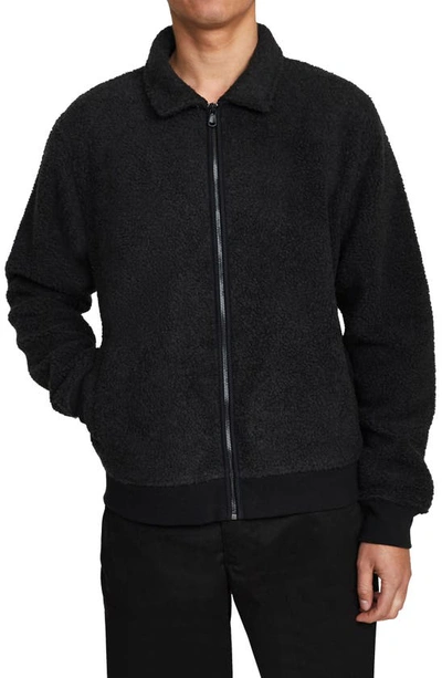 Shop Rvca Erie Fleece Zip Jacket In  Black