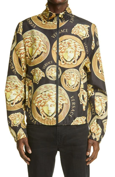Shop Versace Medusa Head Logo Track Jacket In Black/ Gold