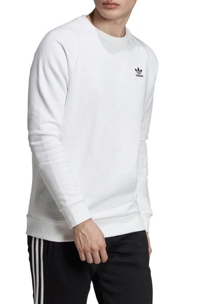 Shop Adidas Originals Essential Crewneck Sweatshirt In White/ Black