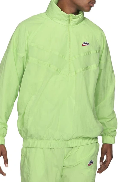 Shop Nike Sportswear Heritage Windrunner Hooded Half Zip Jacket In Key Lime