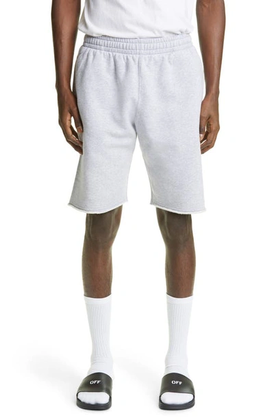 Shop Off-white Marker Stripe Sweat Shorts In Melange Grey