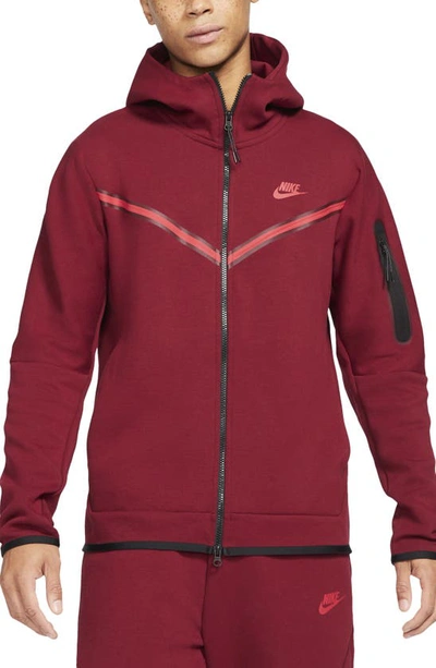 Shop Nike Sportswear Tech Fleece Zip Hoodie In Team Red/ University Red