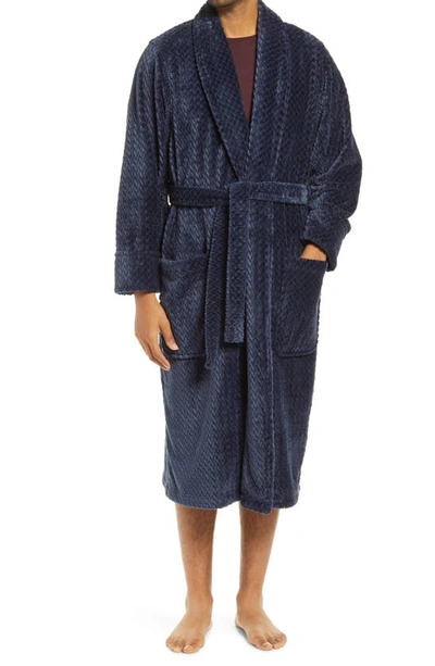 Shop Nordstrom Plush Jacquard Robe In Navy Blazer Jacquard Plaid