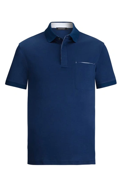 Shop Bugatchi Pima Cotton Short Sleeve Polo Shirt In Deep Navy