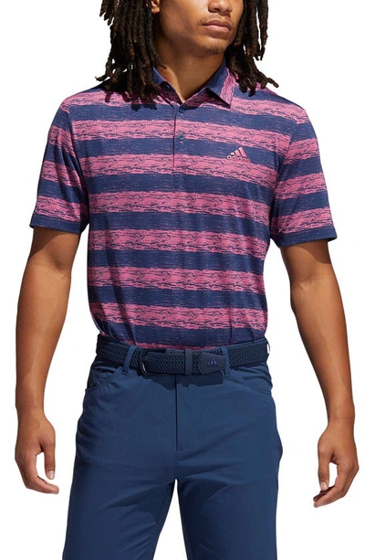 Shop Adidas Golf Painted Stripe Polo In Crew Navy