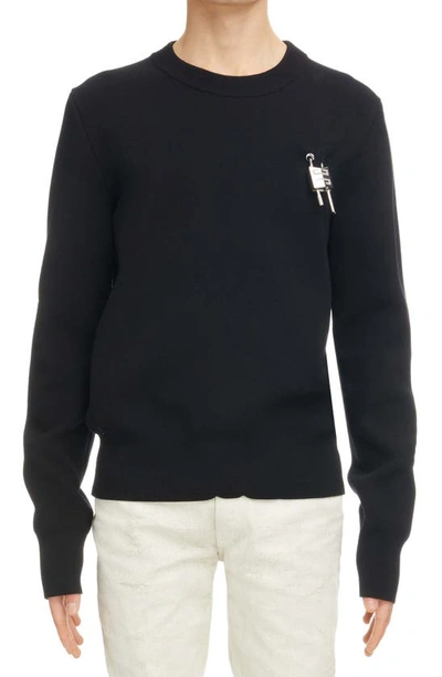 Shop Givenchy Love Lock Crewneck Sweater In Black